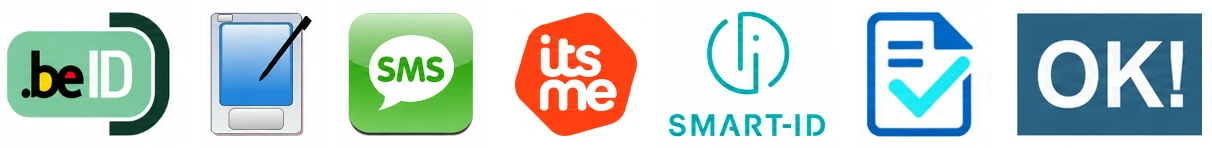 Ondertekenmethodes via OK!Sign: .beID, handgeschreven handtekening, sms-code, itsme en Smart-ID